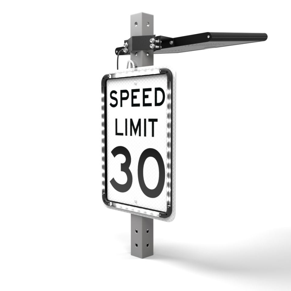 Helios Series 24"x30" Solar Powered Flashing MPH Speed Limit Sign