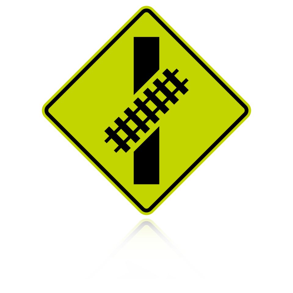 MUTCD W10-12 (L&R) Skewed Railroad Crossing