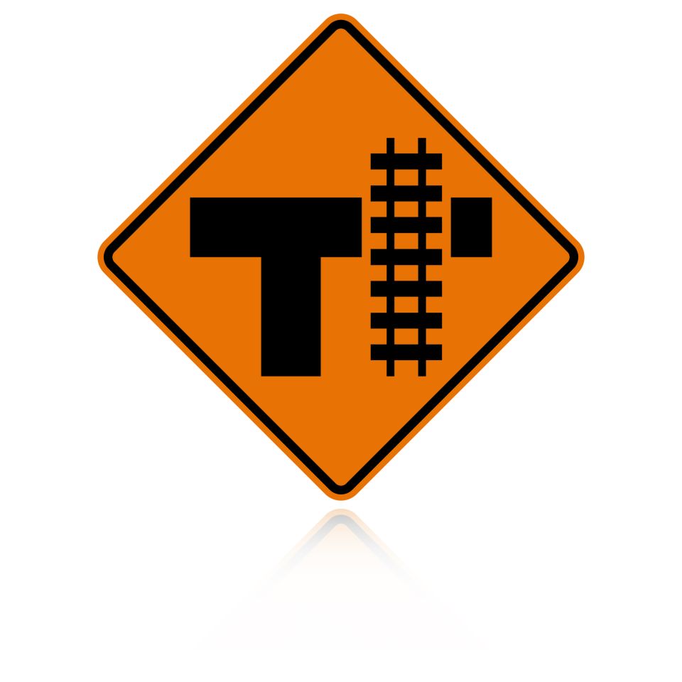 MUTCD W10-4 (L&R) Railroad Crossing (On Side of T Intersection)