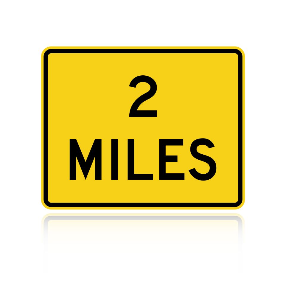 MUTCD W16-3P (Distance) Miles (2 line) (plaque)