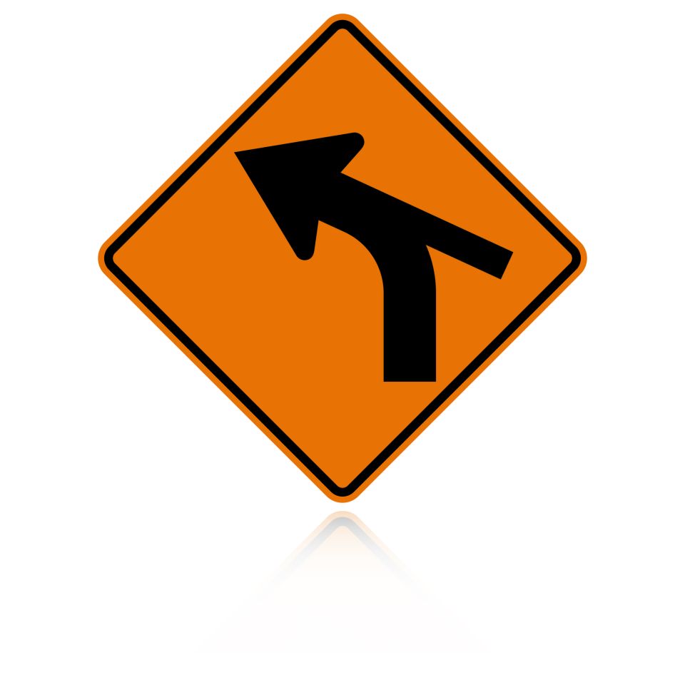 MUTCD W1-10CL Left Combination Curve / Cross Road Intersection (Tangent From Side)