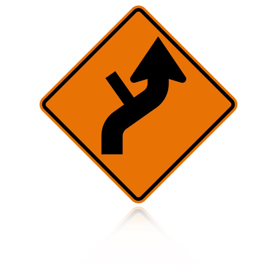 MUTCD W1-10DR Right Combination Reverse Curve / Side Road Intersection