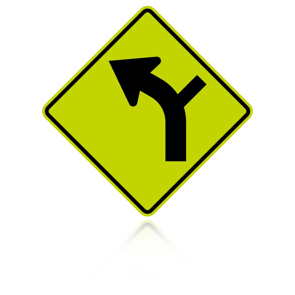 MUTCD W1-10L Left Combination Curve / Side Road Intersection
