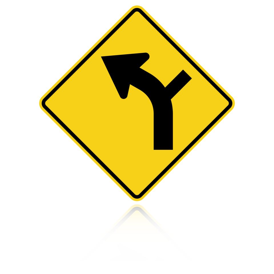 MUTCD W1-10L Left Combination Curve / Side Road Intersection