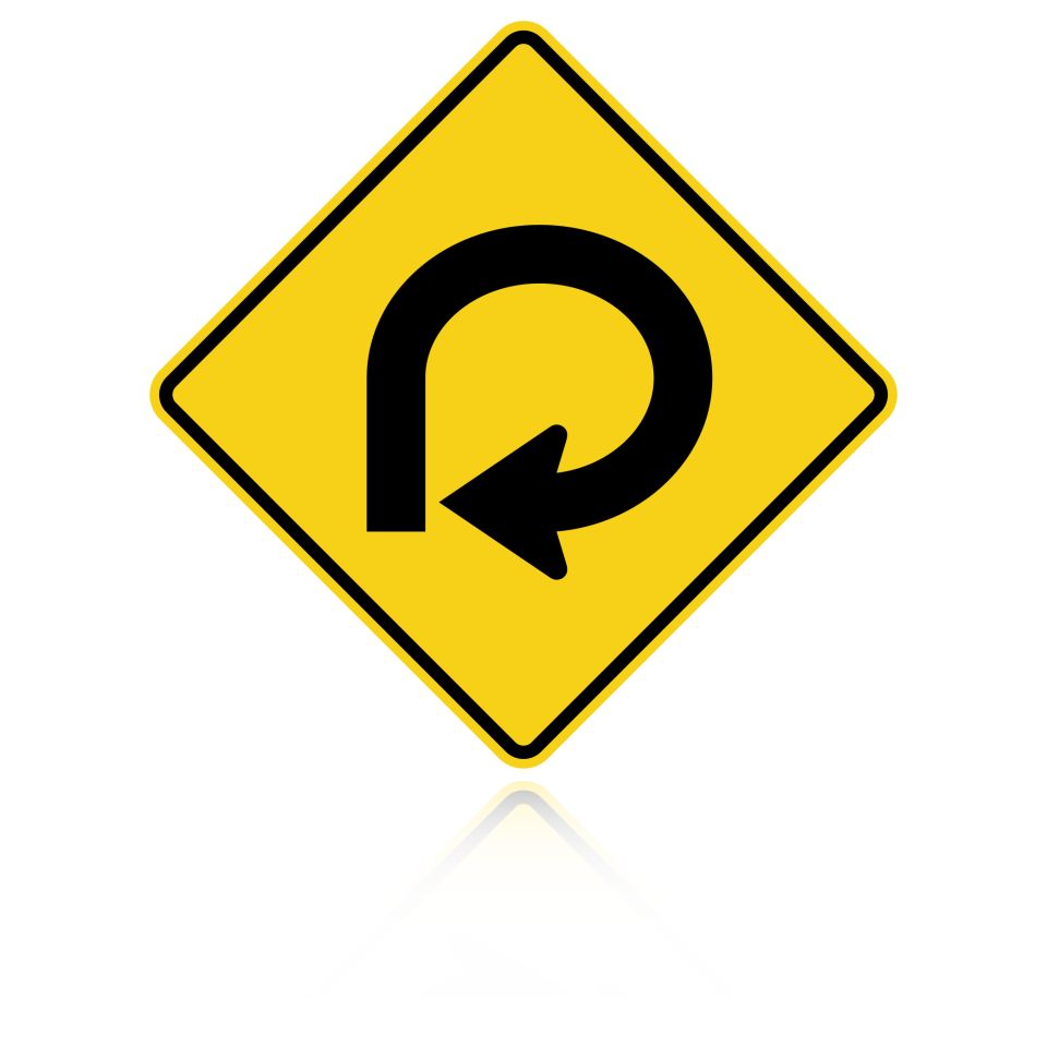 MUTCD W1-15 Right 270 Degree (Loop) Curve Sign