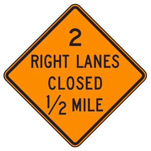MUTCD W20-5a Right Lanes Closed