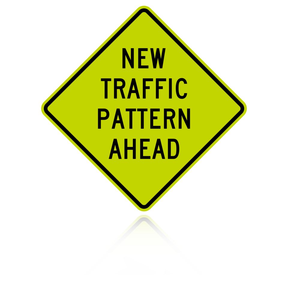 MUTCD W23-2 New Traffic Pattern Ahead