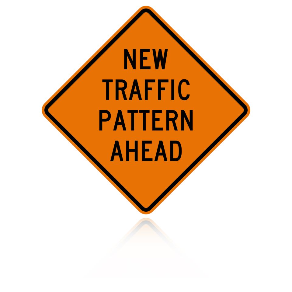 MUTCD W23-2 New Traffic Pattern Ahead