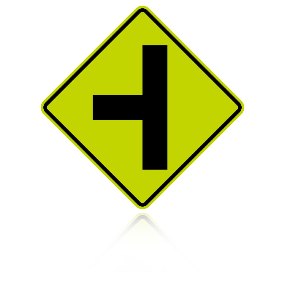 MUTCD W2-2L Side Road Intersection Left