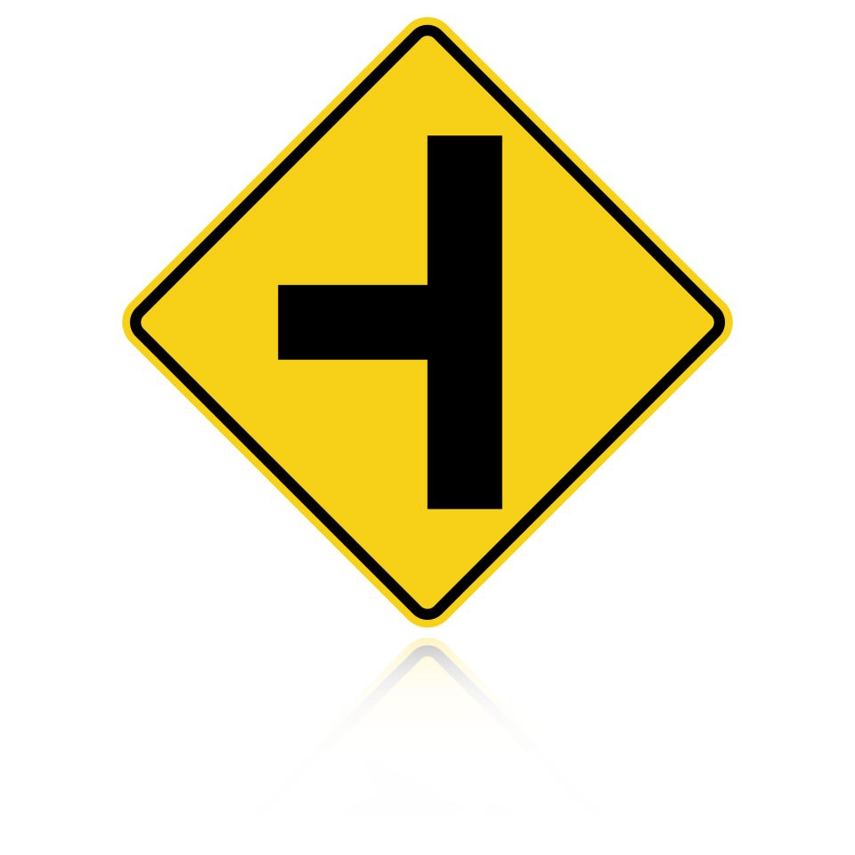 MUTCD W2-2L Side Road Intersection Left