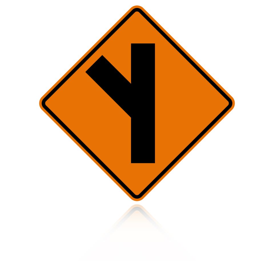 MUTCD W2-3L Left Diagonal Side Road Intersection