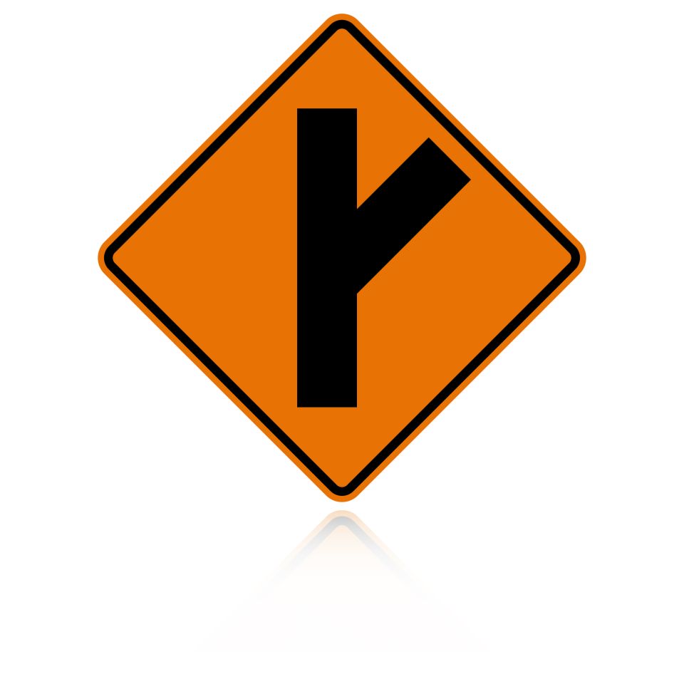 MUTCD W2-3R Right Diagonal Side Road Intersection