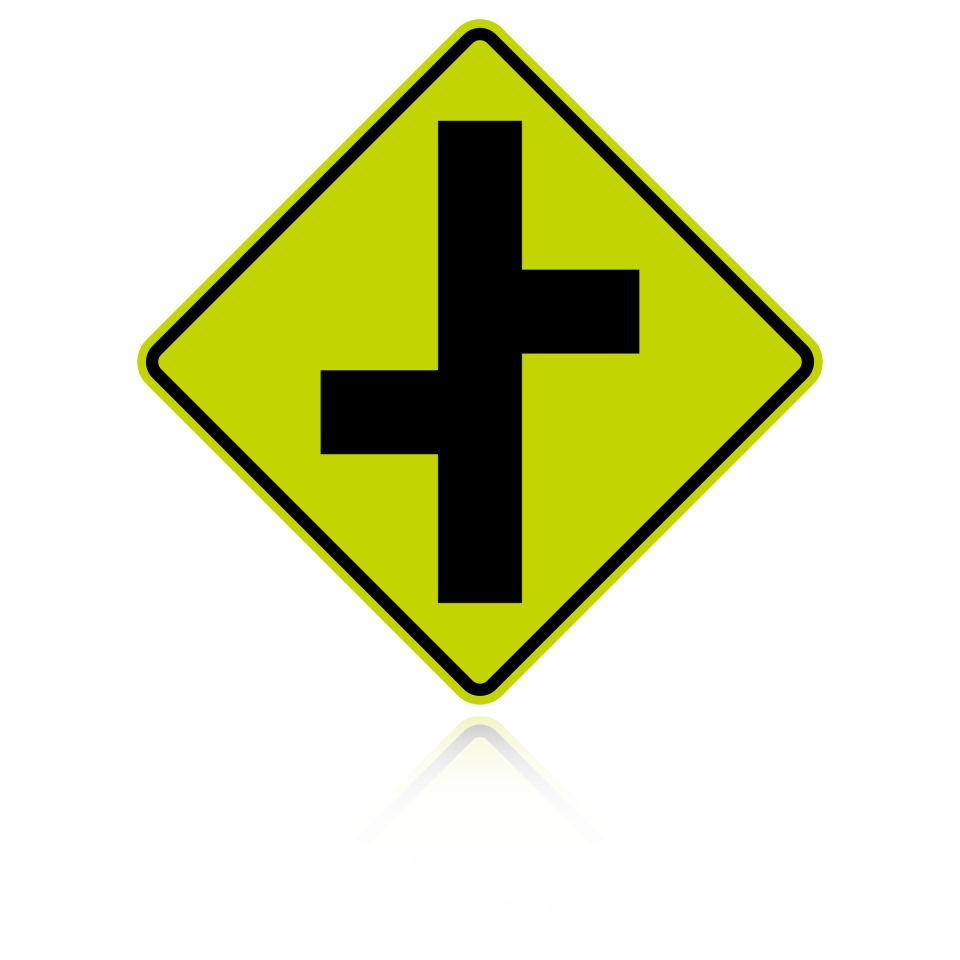 MUTCD W2-7 (L&R) Offset Side Road Intersection