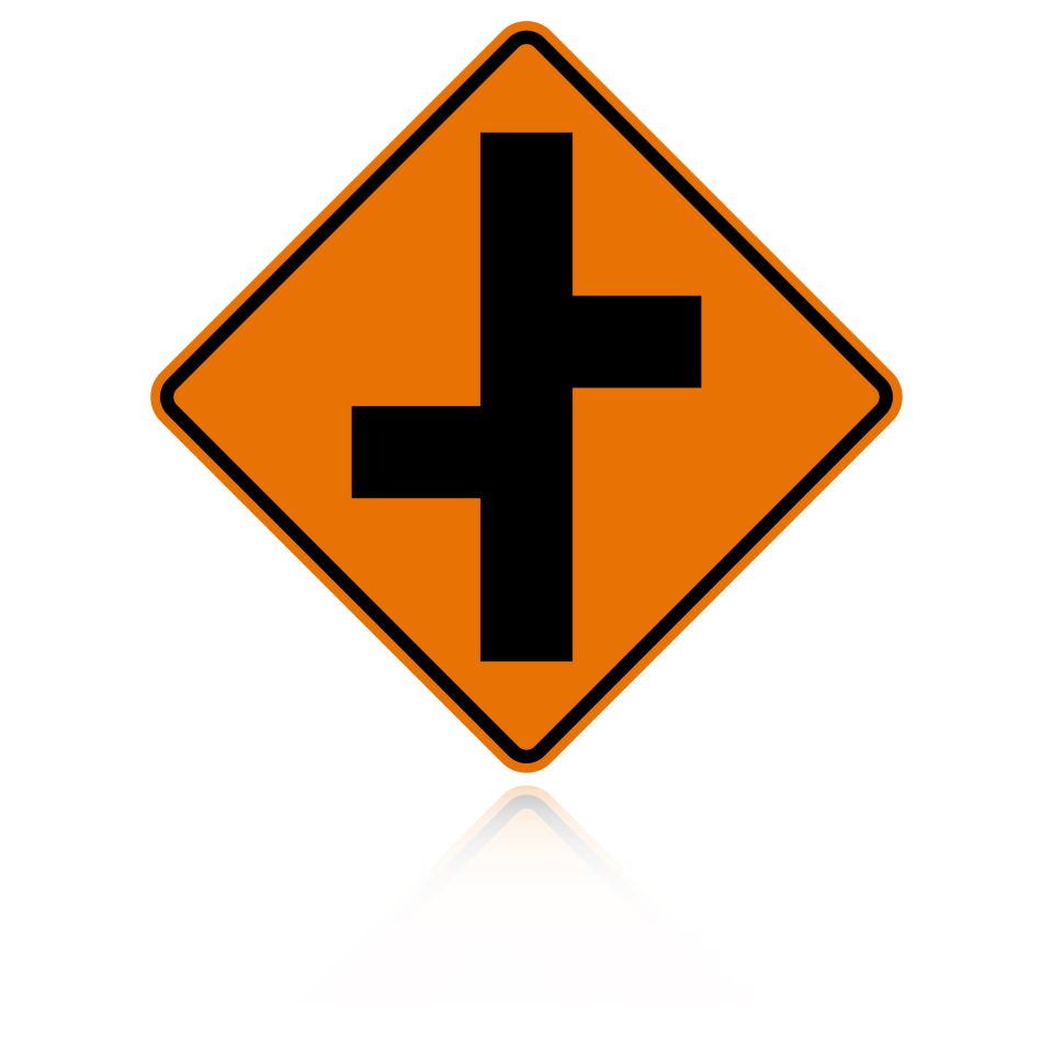 MUTCD W2-7 (L&R) Offset Side Road Intersection