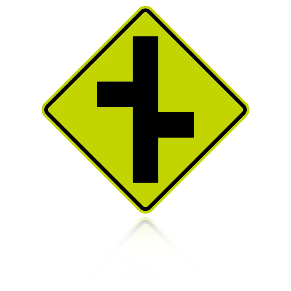 MUTCD W2-7 (L&R) Offset Side Road Intersection