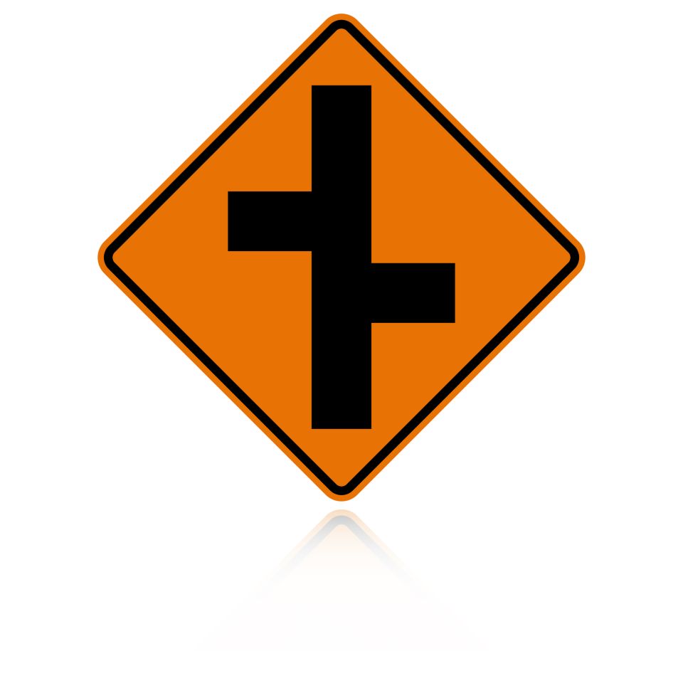MUTCD W2-7 (L&R) Offset Side Road Intersection