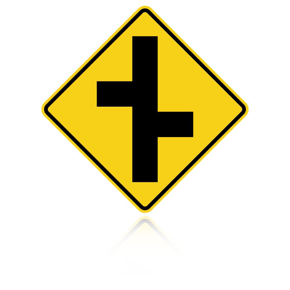 MUTCD W2-7 (L&R) Offset Side Road Intersection