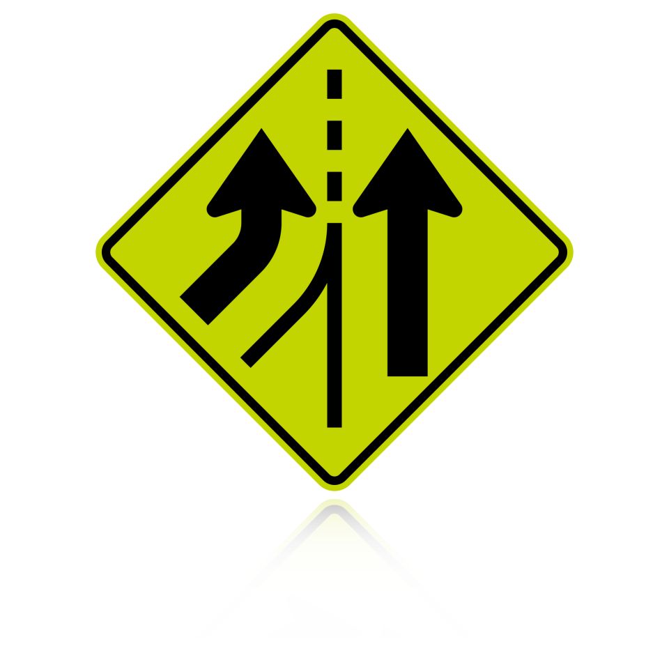MUTCD W4-3L Added Lane Left