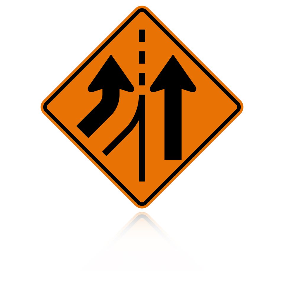 MUTCD W4-3L Added Lane Left