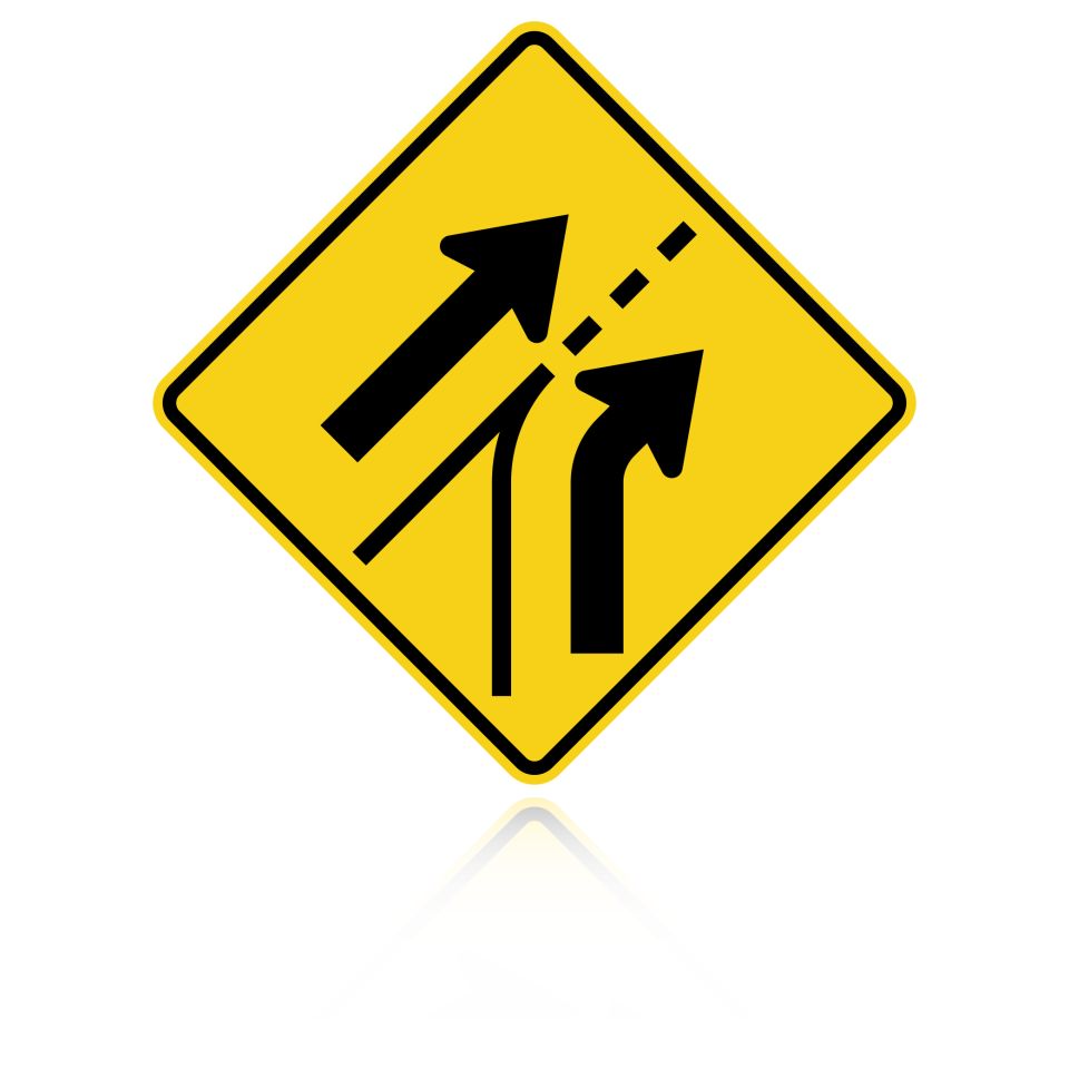 MUTCD W4-6 Entering Roadway Added Lane Right