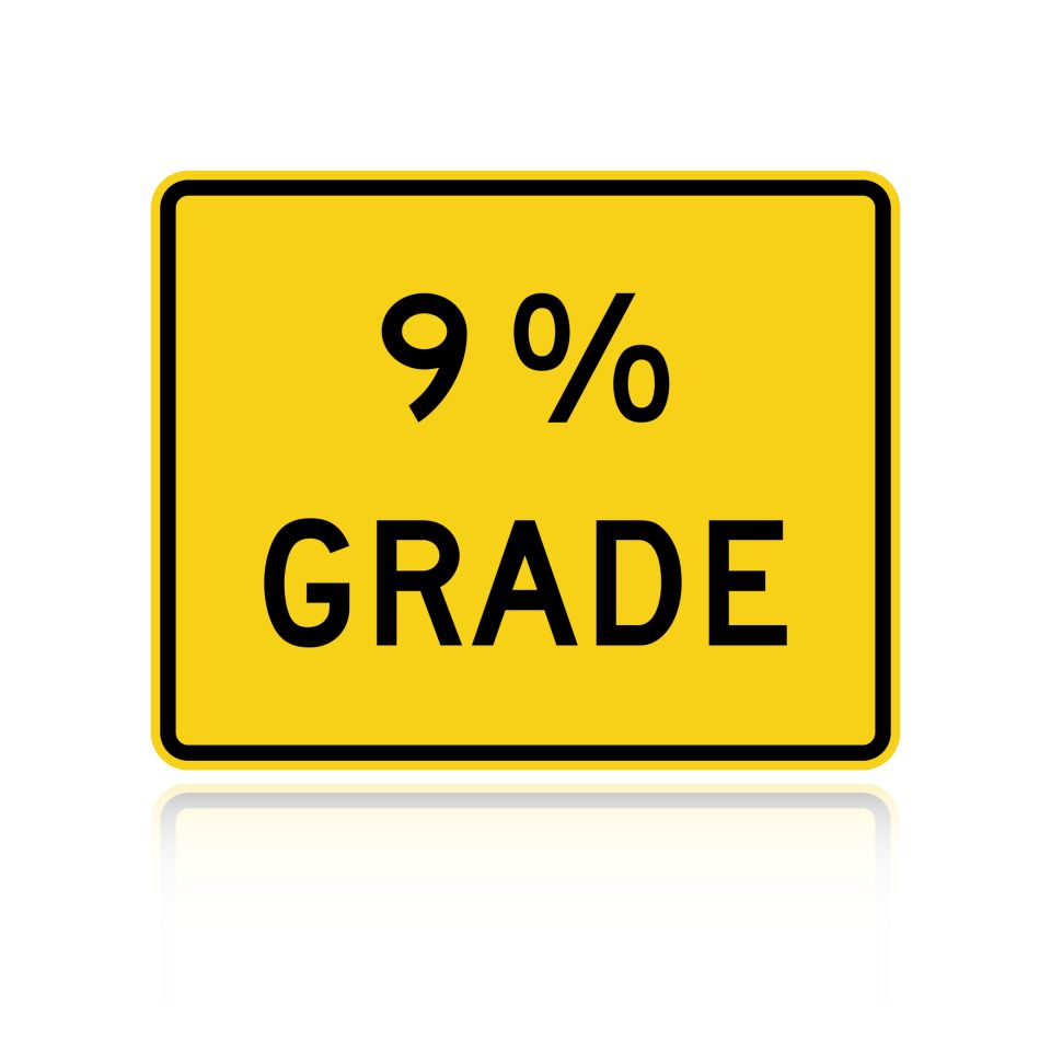 MUTCD W7-3P 9% Grade