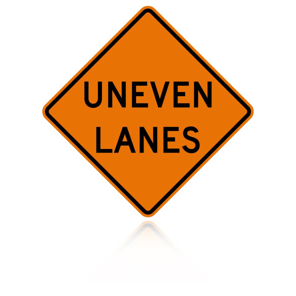 MUTCD W8-11 Uneven Lanes