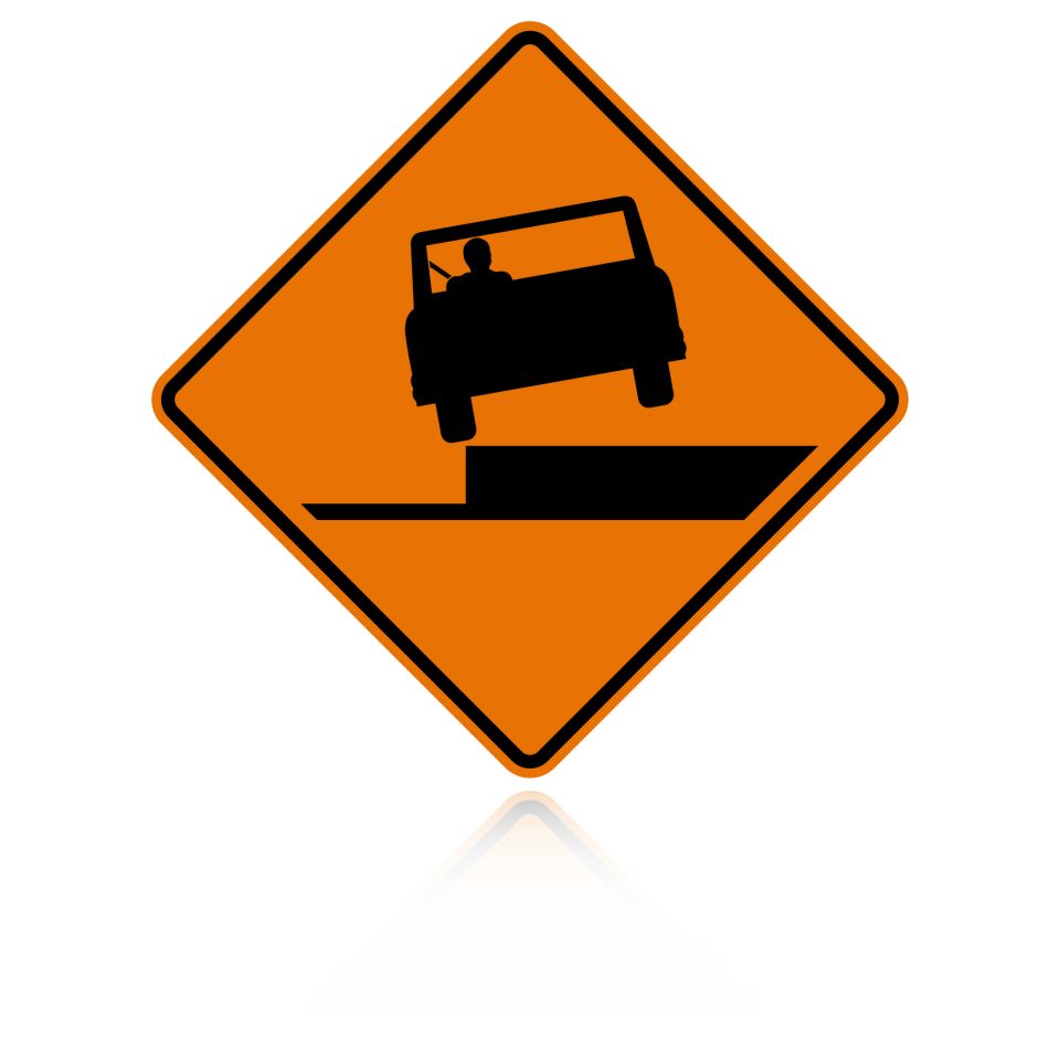 MUTCD W8-17L Left Shoulder Drop Off