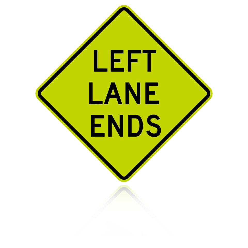 MUTCD W9-1L Left Lane Ends