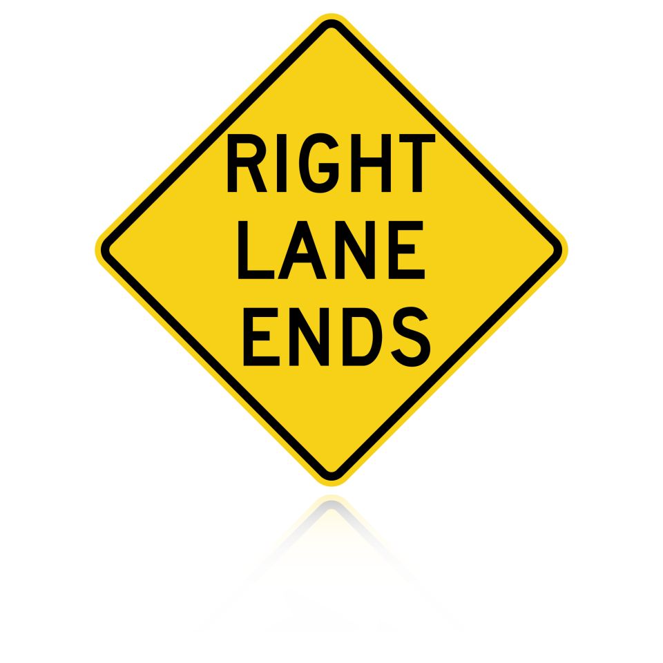 MUTCD W9-1R Right Lane Ends
