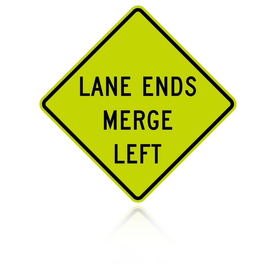 MUTCD W9-2L Lane Ends Merge Left