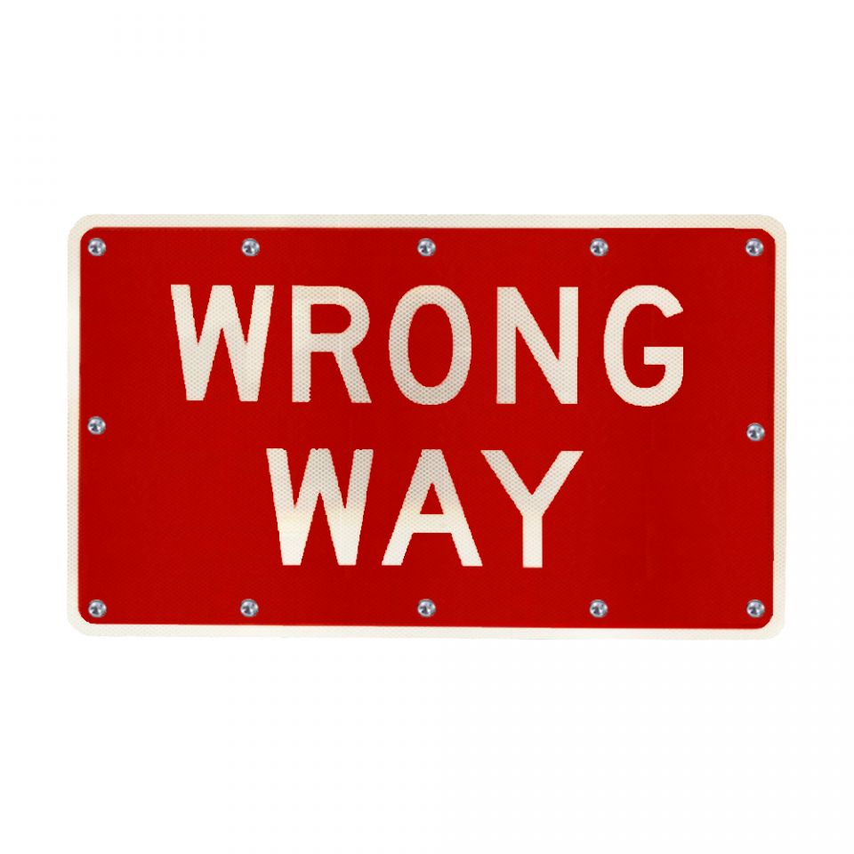 42" x 30" Solar Flashing Wrong Way Sign