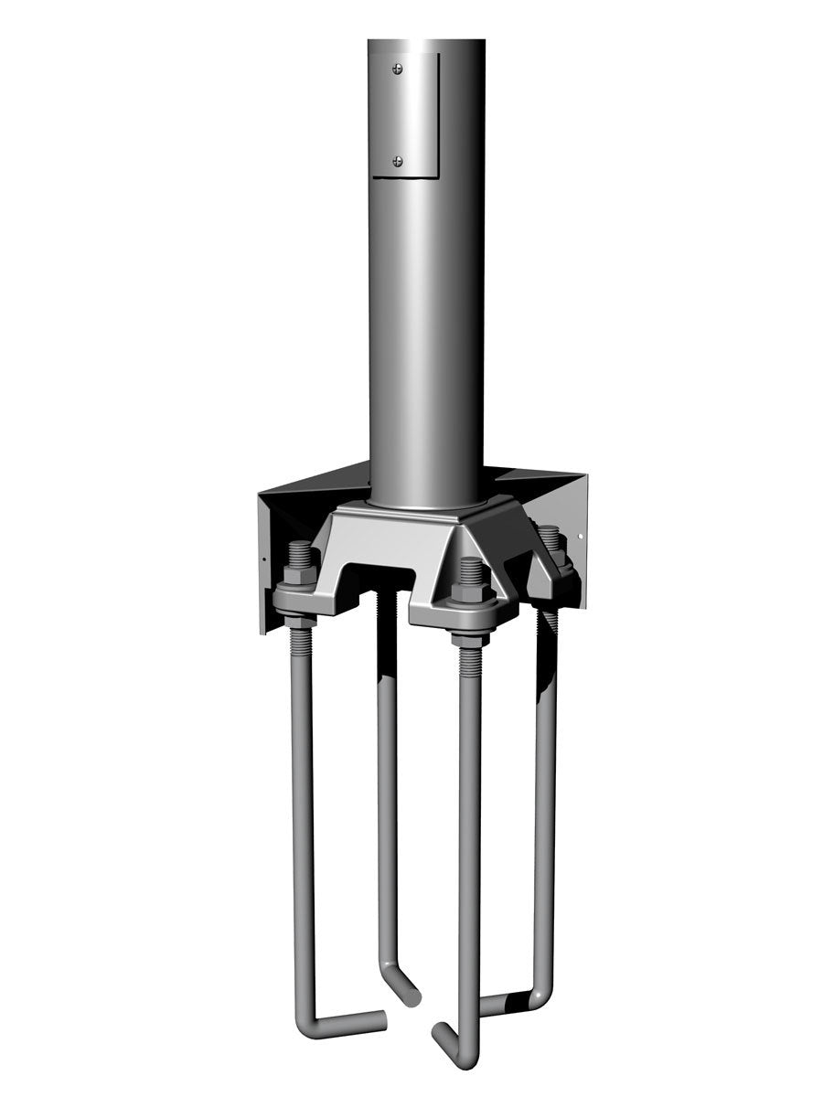 10' Tall x4.0 OD x 0.125 Thick, Round Straight Aluminum, Anchor Base Light Pole