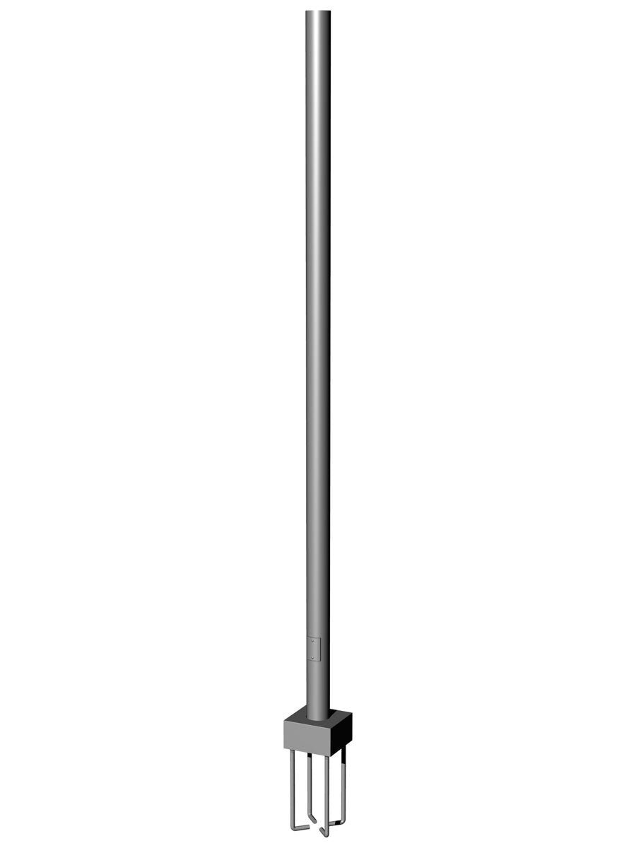 15' Tall x 4.0" OD x 0.188" Thick, Round Straight Aluminum, Anchor Base Light Pole
