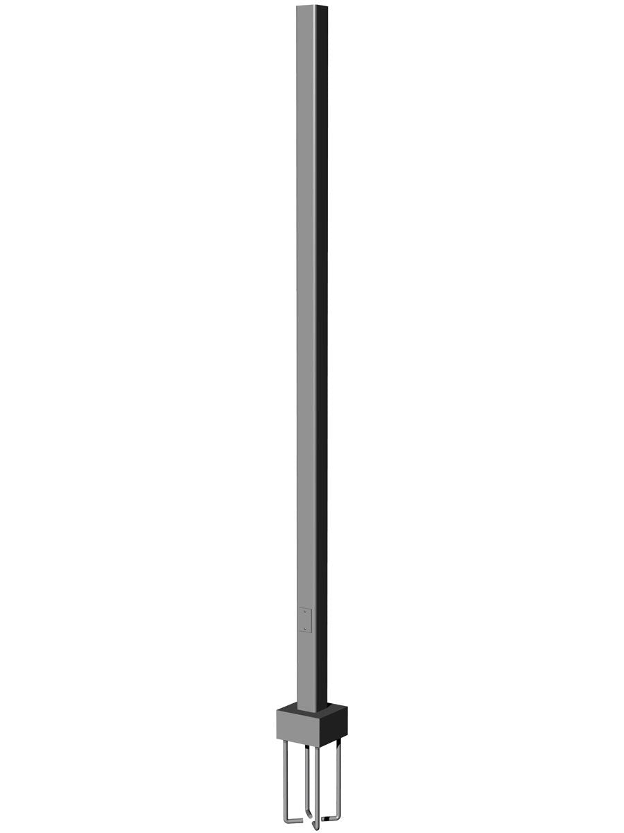 10' Tall x 4.0" OD x 0.125" Thick, Square Straight Aluminum, Anchor Base Light Pole