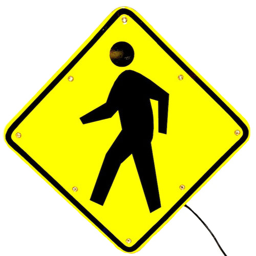 24" Solar Powered Flashing Crosswalk Sign for Safety